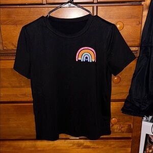 Black T-Shirt with Rainbow Patch